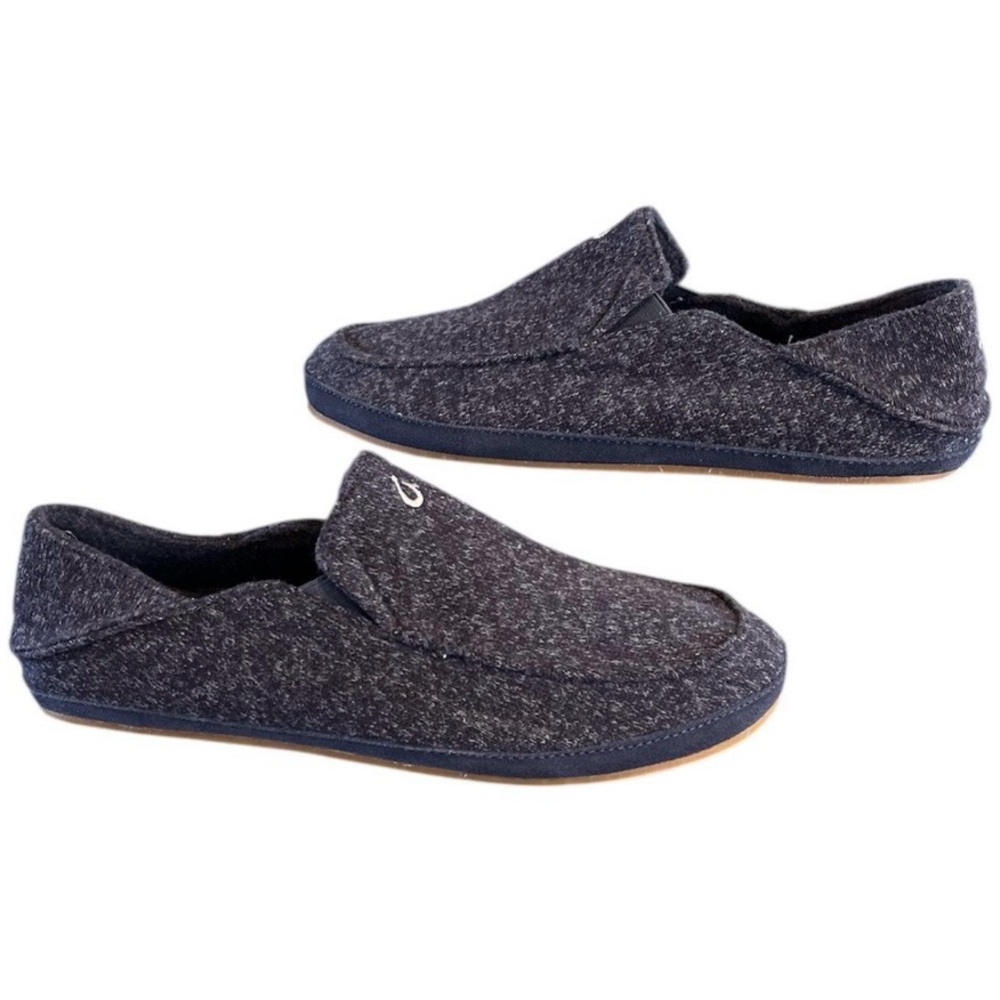 Olukai Moloa NWOT Hulu Wool Blend Slippers Shoes Trench Blue Mens Size 11